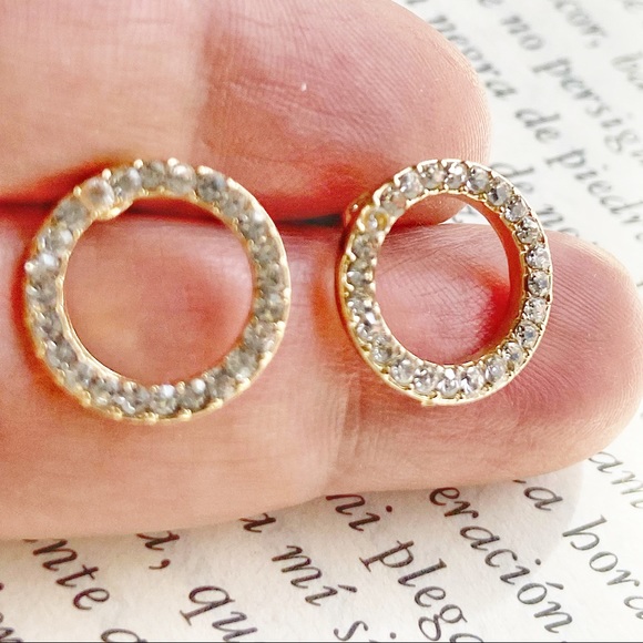 Alquimia Jewelry - GOLD DIAMOND PAVE CIRCLE ⭕️ STUDS EARRINGS